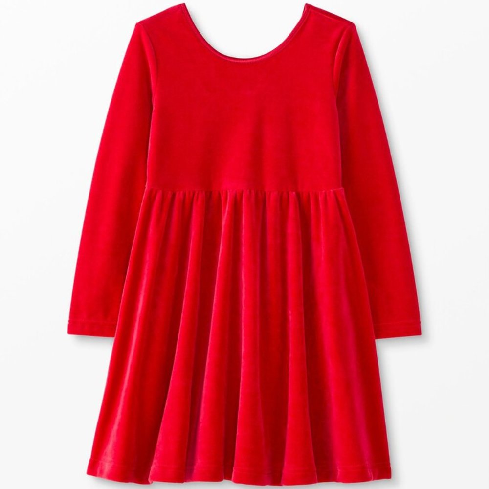 NWOT Hanna Andersson Red Velour Skater Dress Size 120